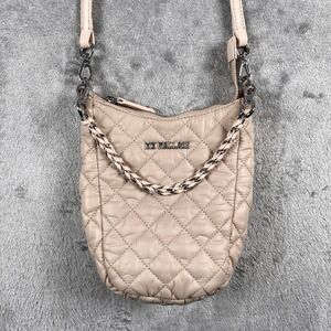 MZ WALLACE Crosby Go Quilted Crossbody Bag In Mushroom Silver Removable Straps